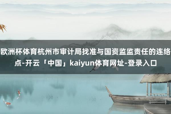 欧洲杯体育杭州市审计局找准与国资监监责任的连络点-开云「中国」kaiyun体育网址-登录入口